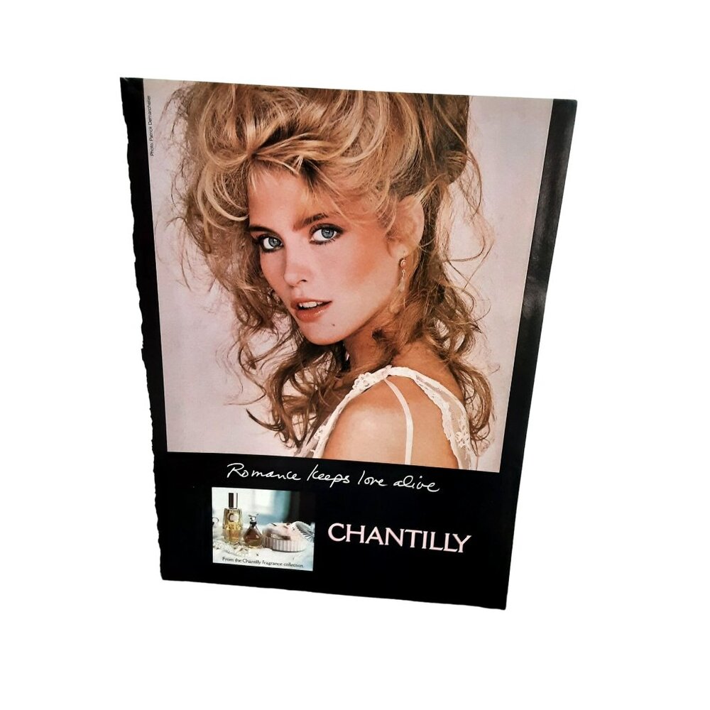 1990 Chantilly Fragrance Romance Keeps Love Alive Print Ad vintage 90s